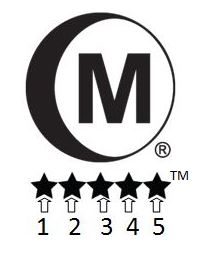 Crescent-M service mark with five stars below it. Below those five stars are five arrows numbered from 1 to 5.