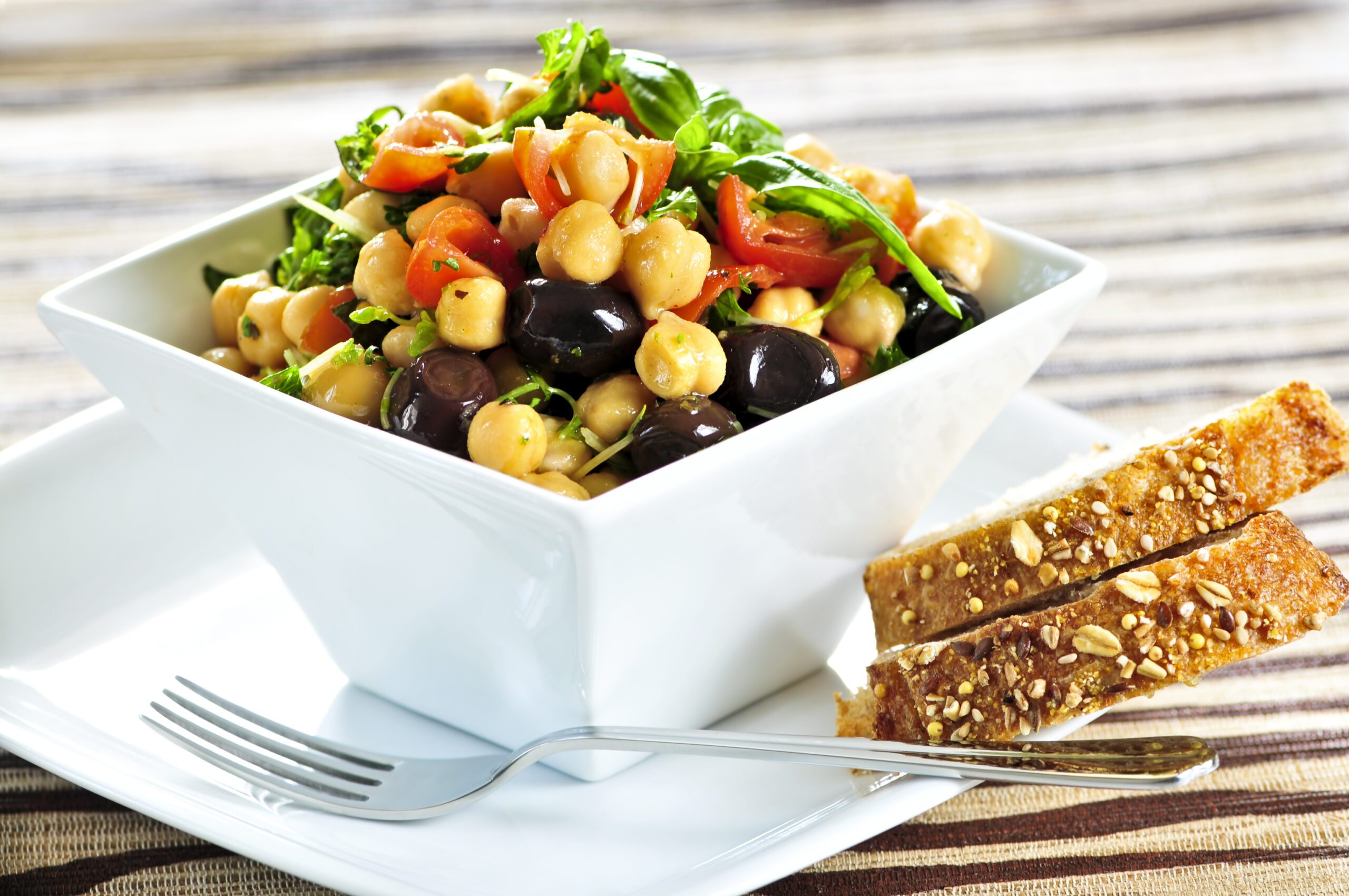 Vegetarian meal of chickpea or garbanzo beans salad