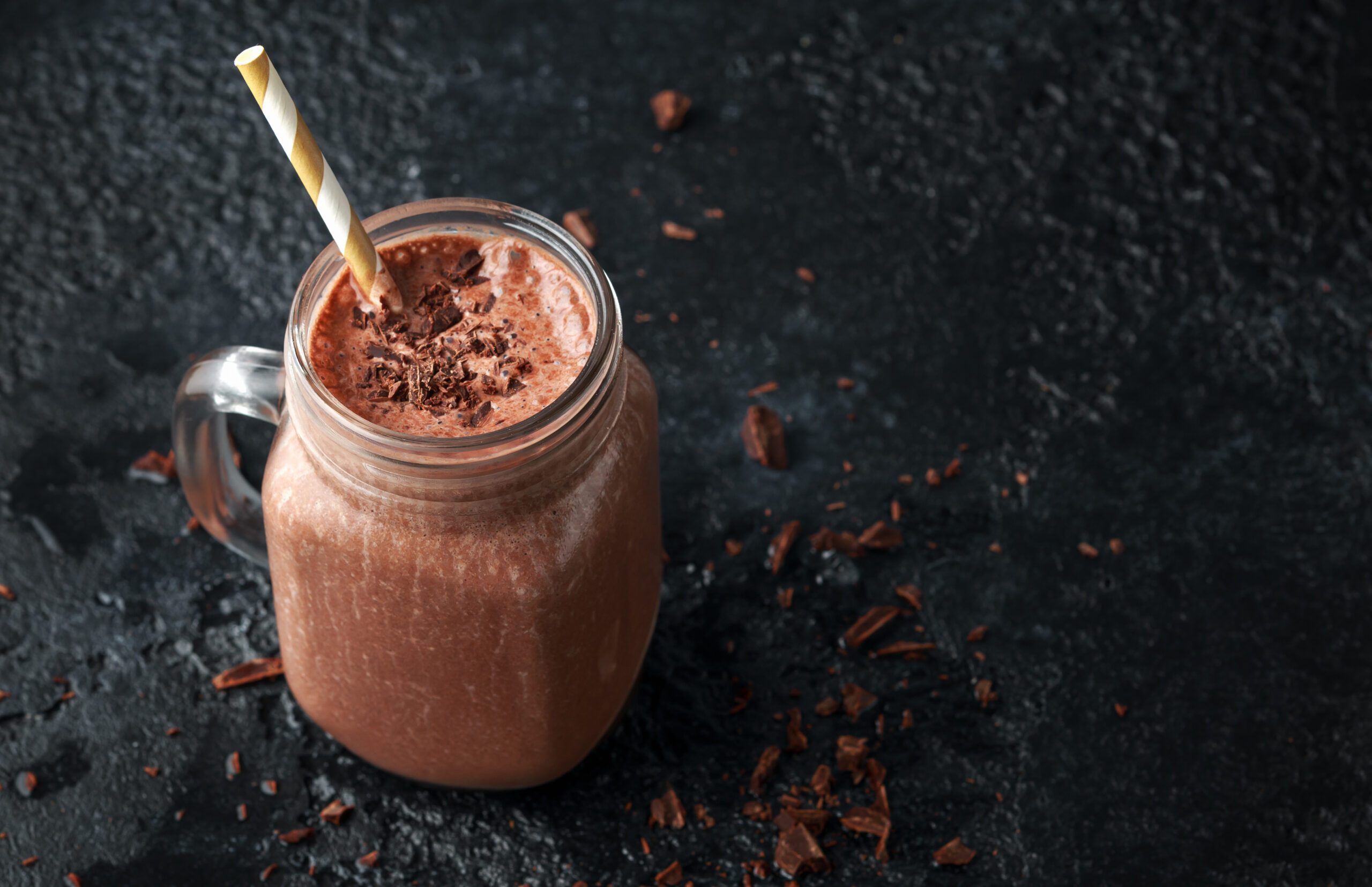 Chocolate smoothie in a jar