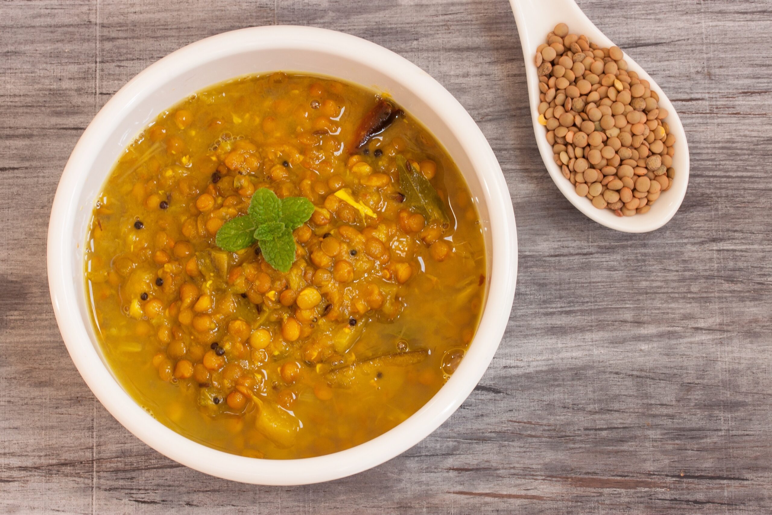 Lentil soup in a bowl