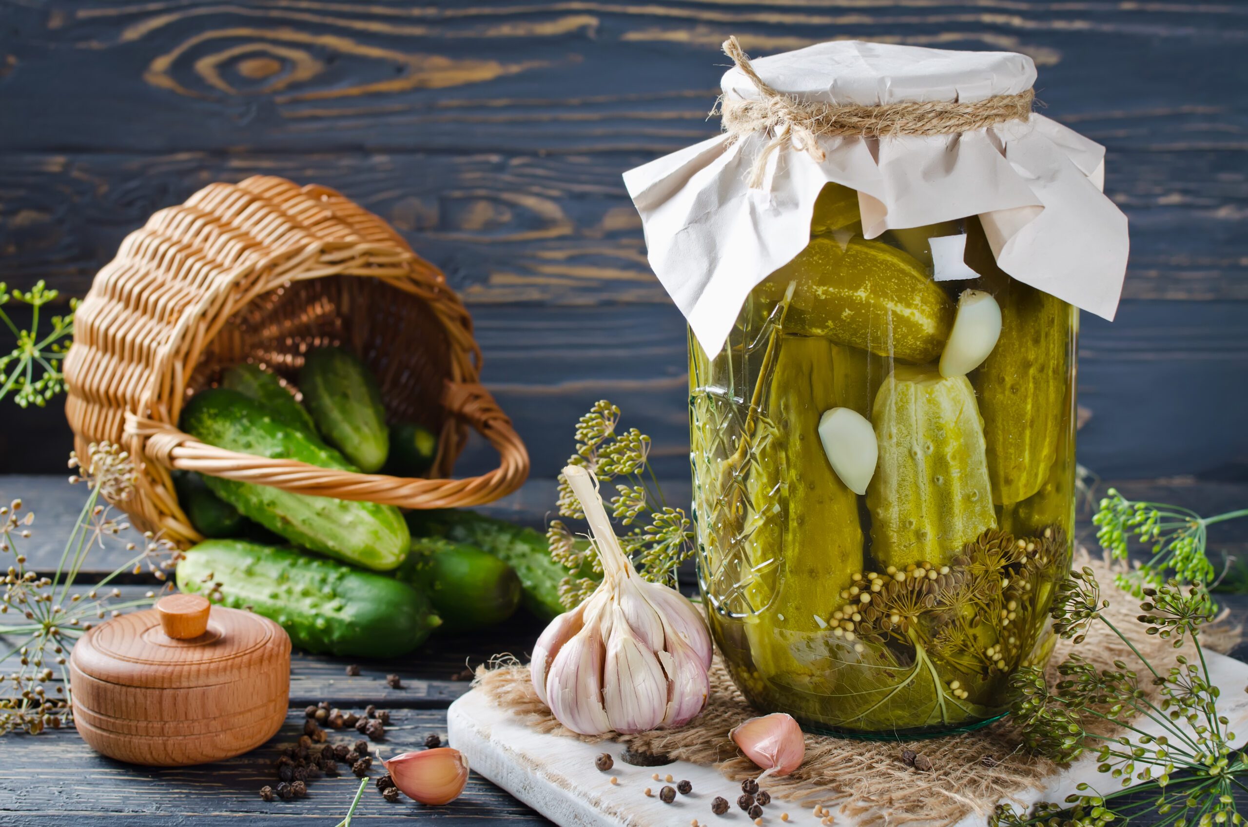 Fresh and pickled cucumbers