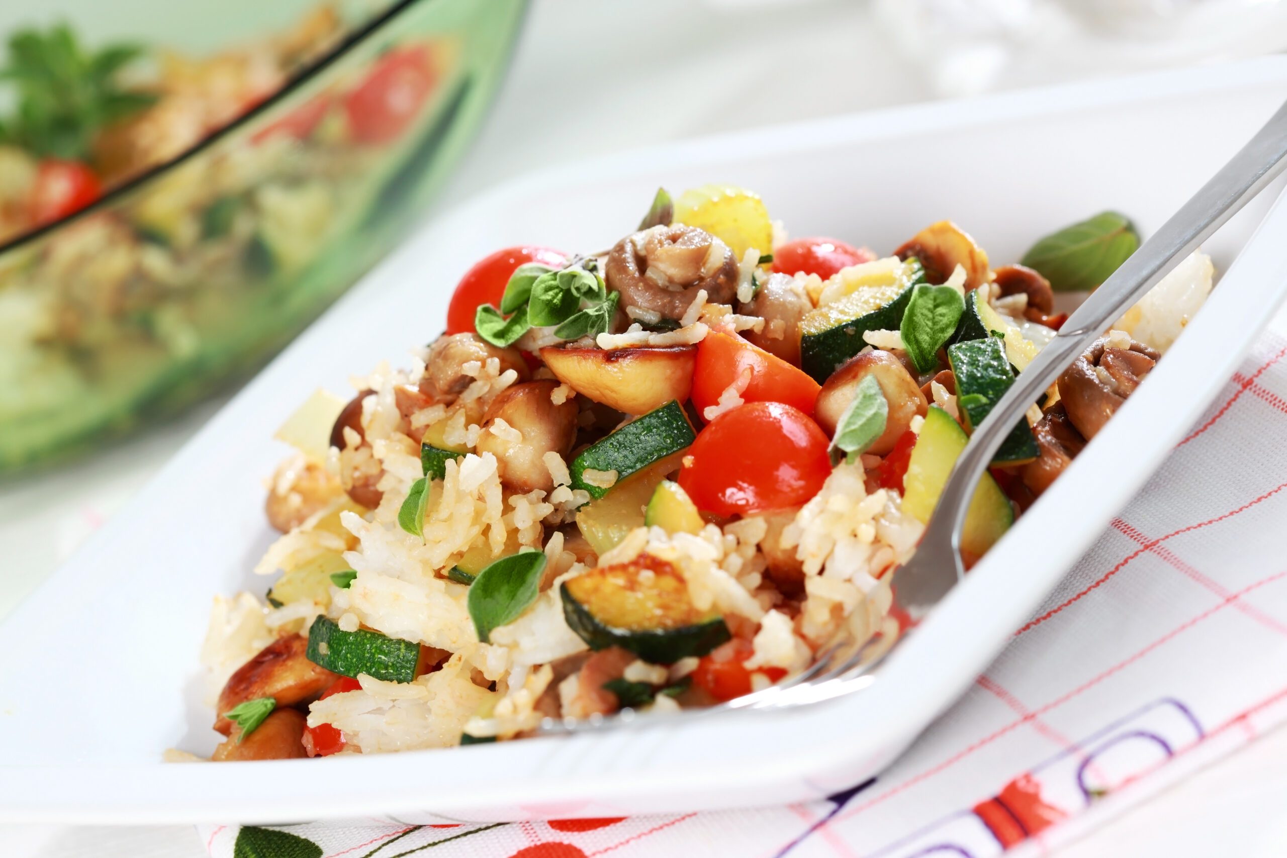 Vegetable risotto with mushrooms and fresh herbs