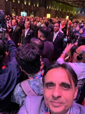 M. Saqib Javid takes a selfie at the MIHAS Halal Showcase.