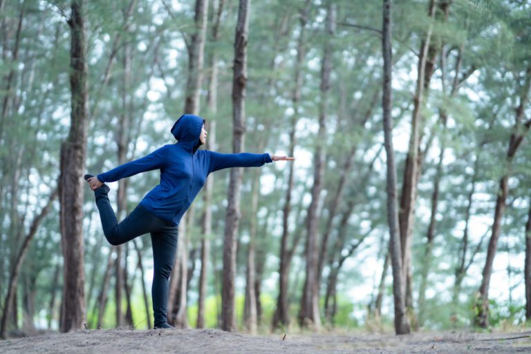 yoga in the woods