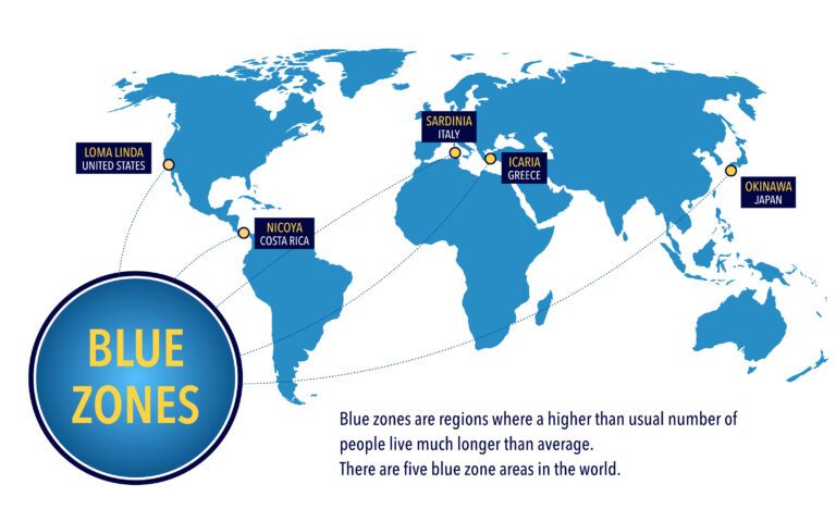 A map of blue zones