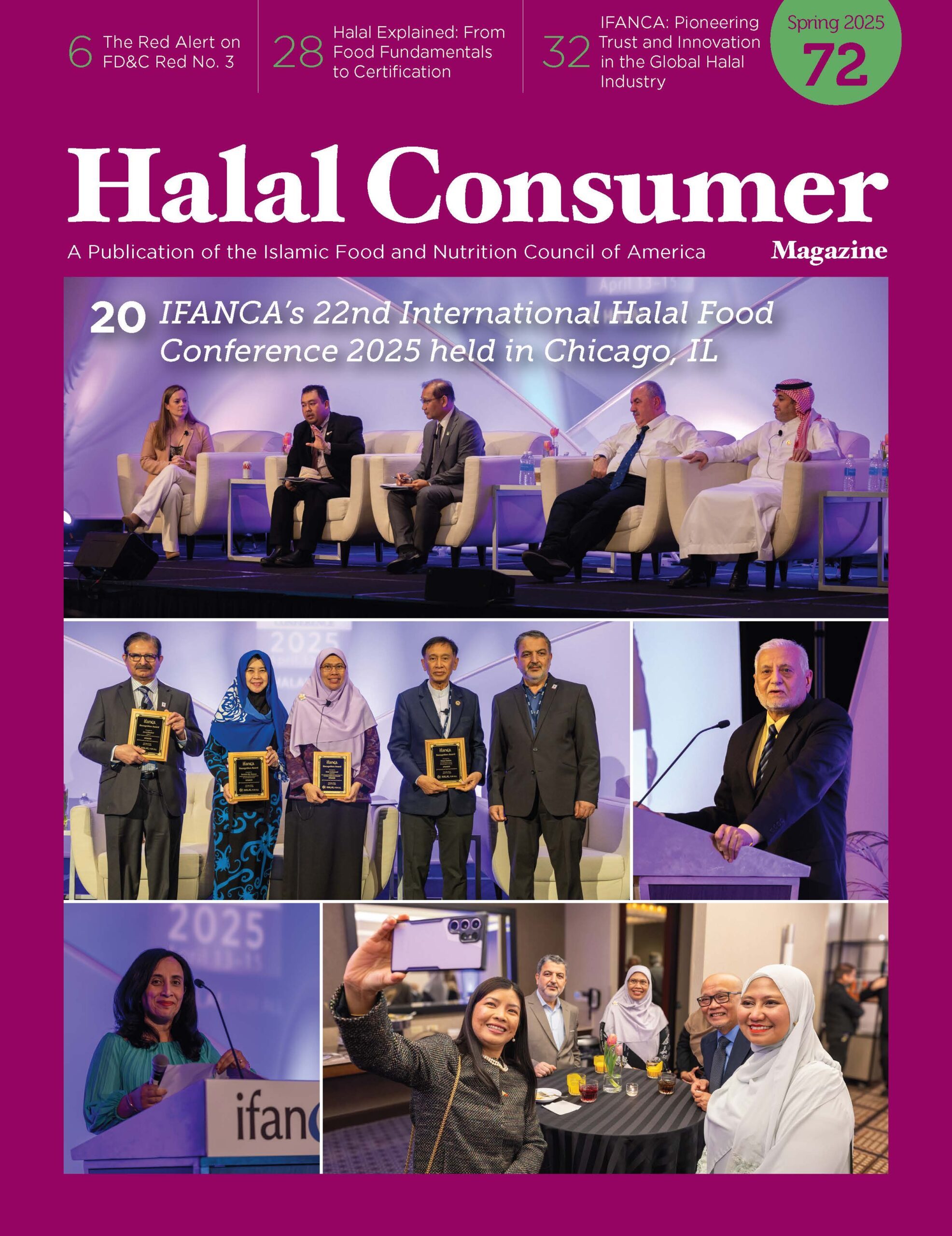 Cover of the Halal Consumer Spring 2025 issue featuring photos from the 22nd International Halal Food Conference.